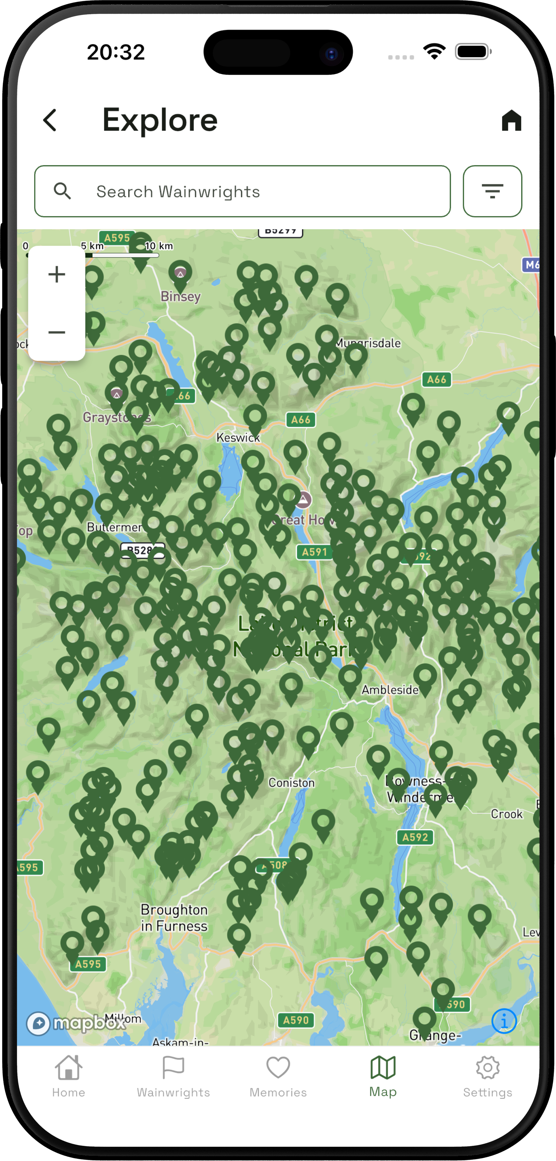 Interactive map of fells